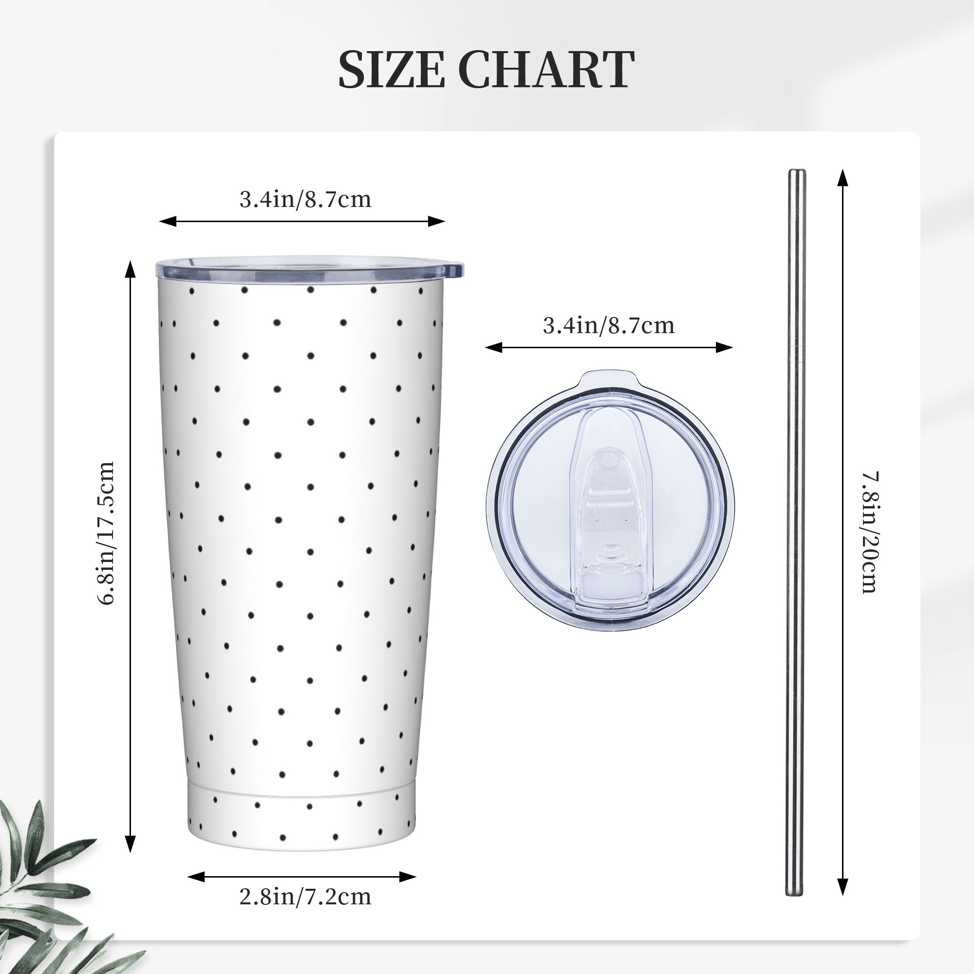 Black & White Polka Dot Patter - Tumbler 20Oz White recension och pris