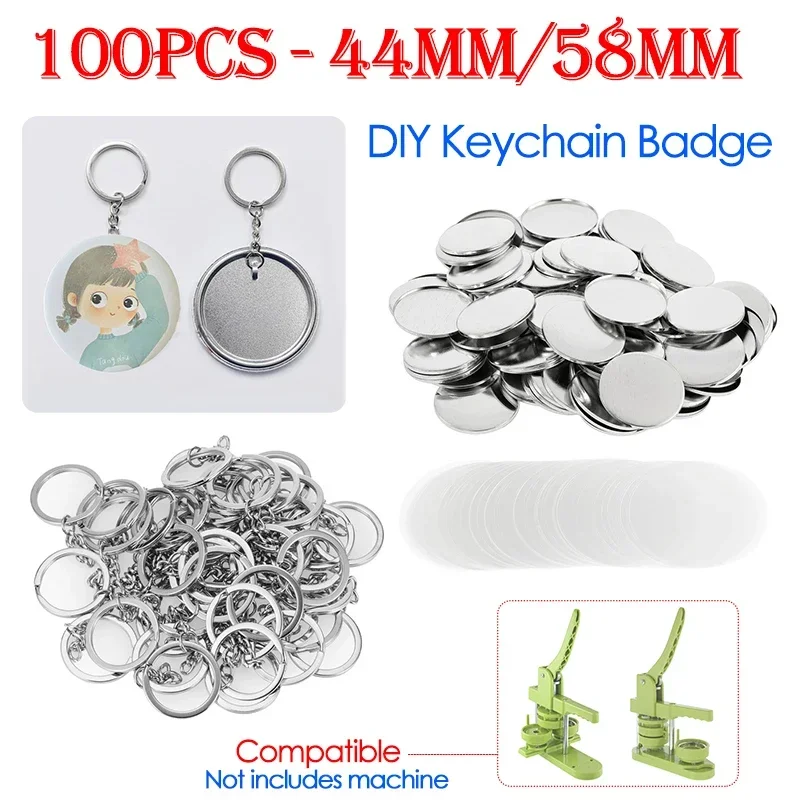 100PCS 44mm 58mm Keychains Bad - Button Badge Blank recension och pris