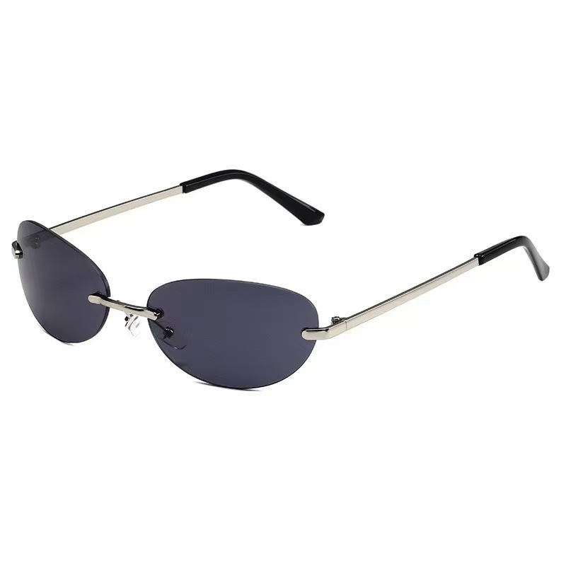 Rimless Oval Sunglasses Women  - Metal Photo Panel recension och pris