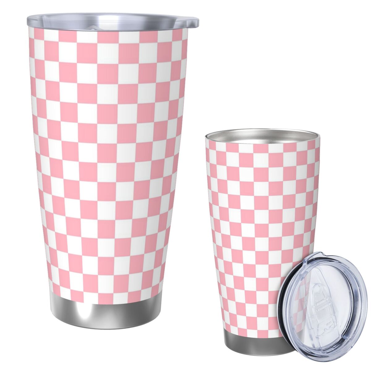 Pink White Checkerboard Patter - Tumbler 20Oz White recension och pris