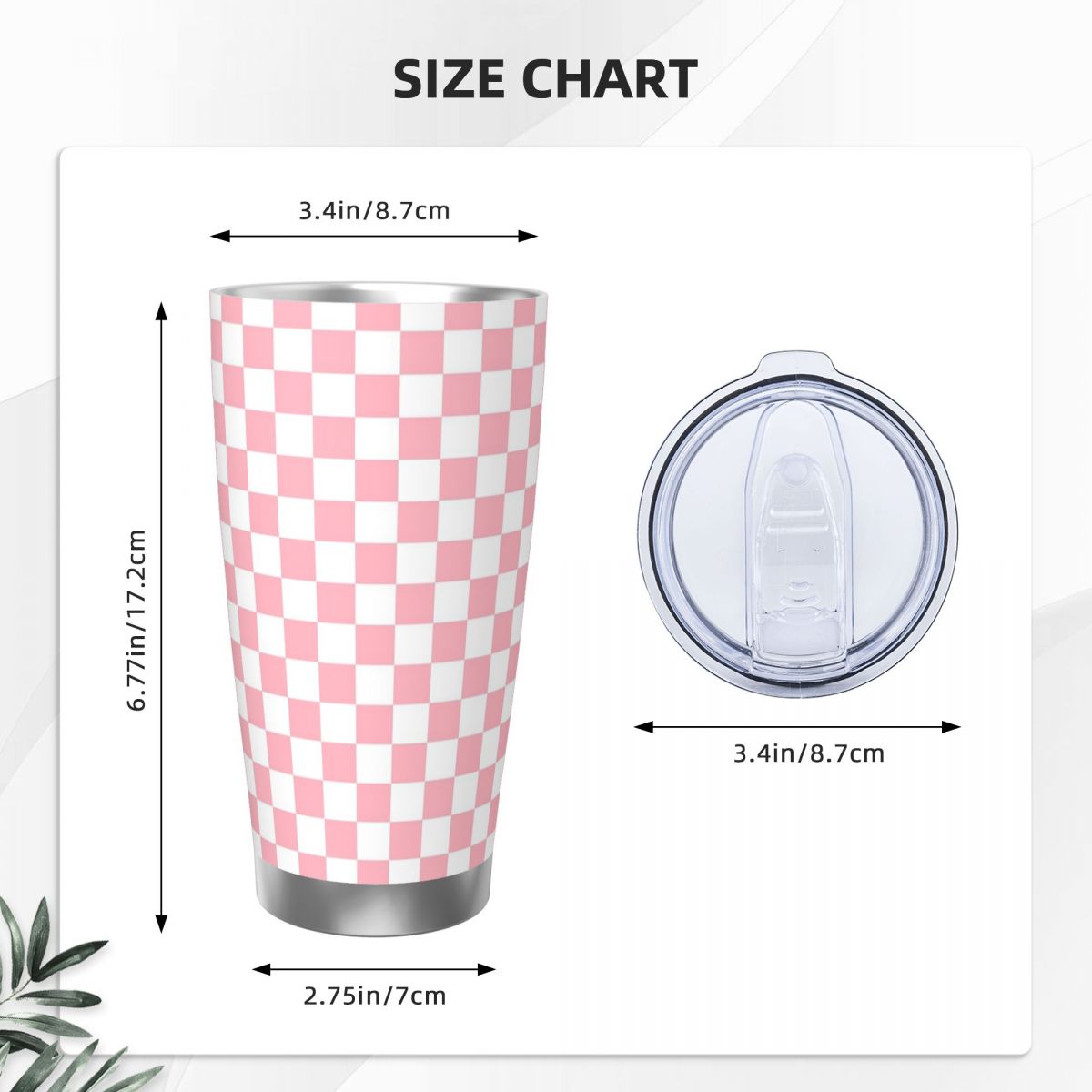 Pink White Checkerboard Patter - Tumbler 20Oz White recension och pris