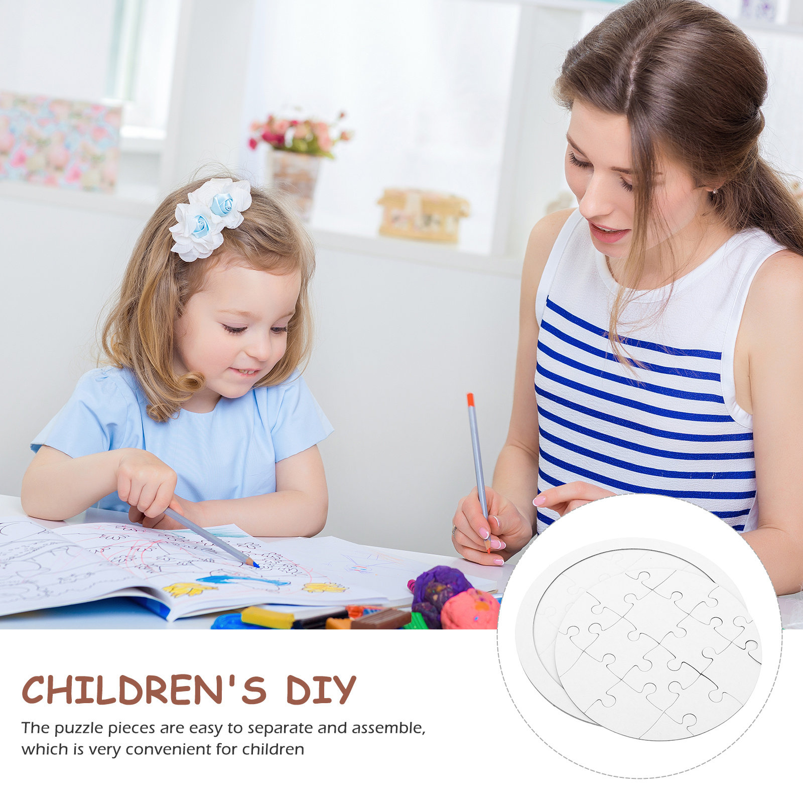4 Sets Puzzle Blank Coloring P - Puzzle Blank White recension och pris