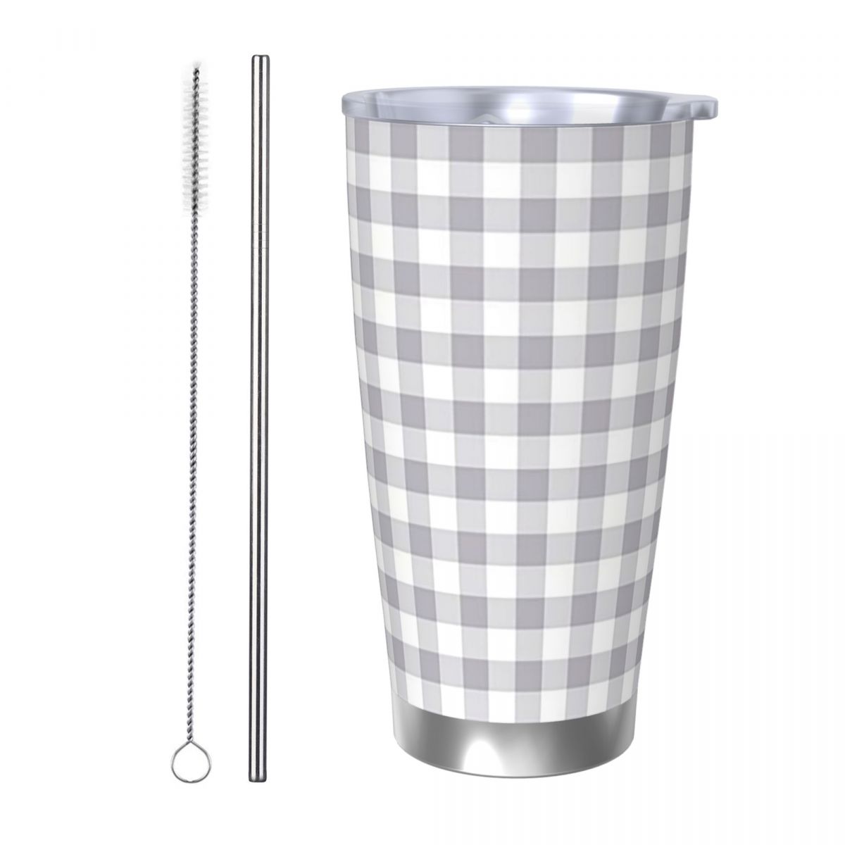 Gray And White Gingham Stainle - Tumbler 20Oz White recension och pris