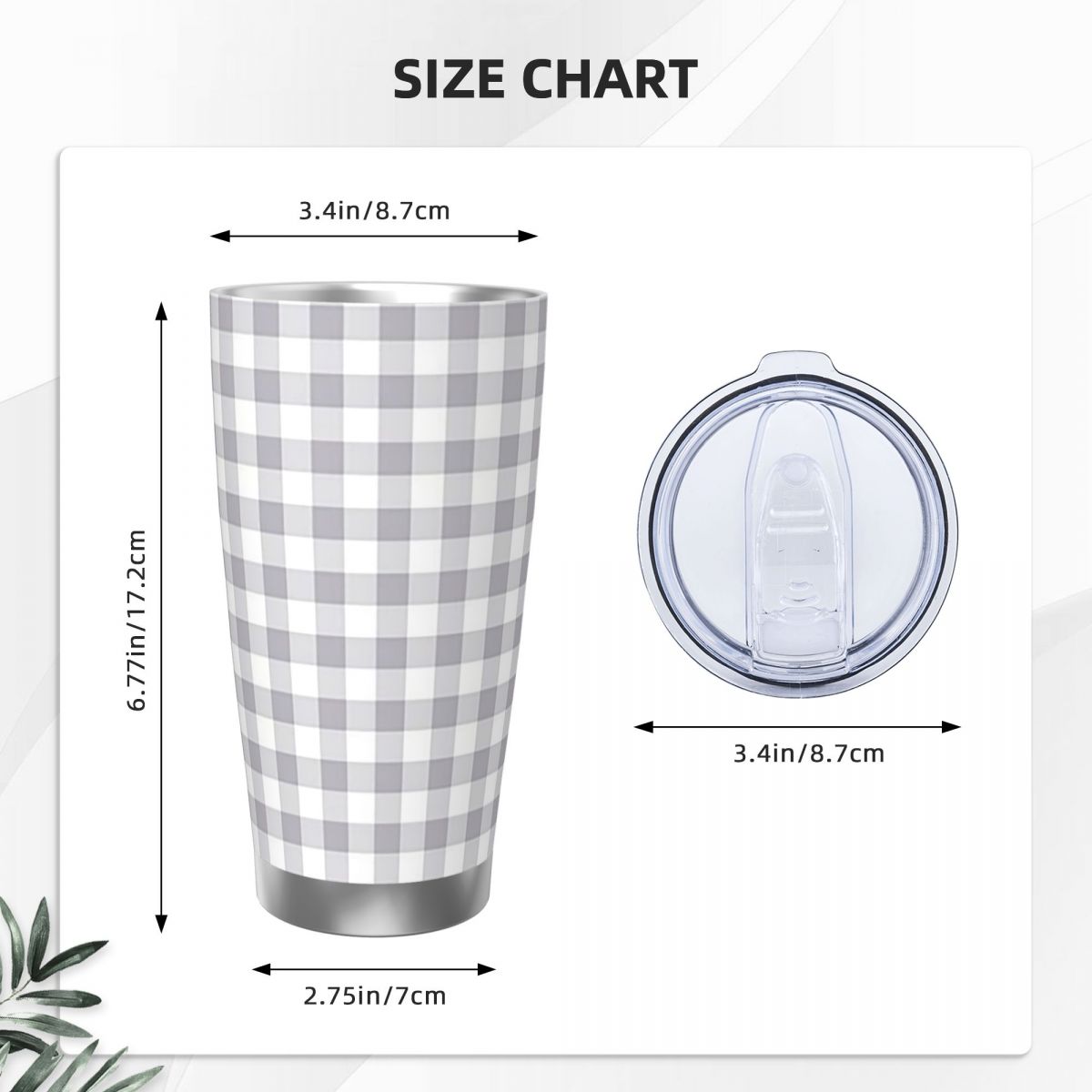 Gray And White Gingham Stainle - Tumbler 20Oz White recension och pris