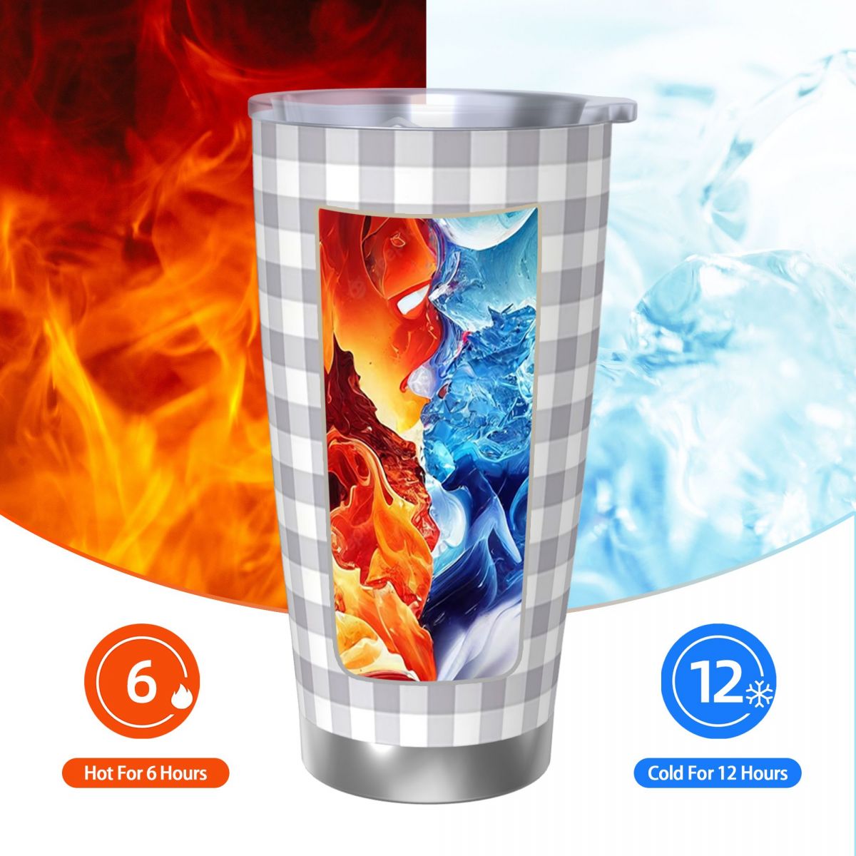 Gray And White Gingham Stainle - Tumbler 20Oz White recension och pris