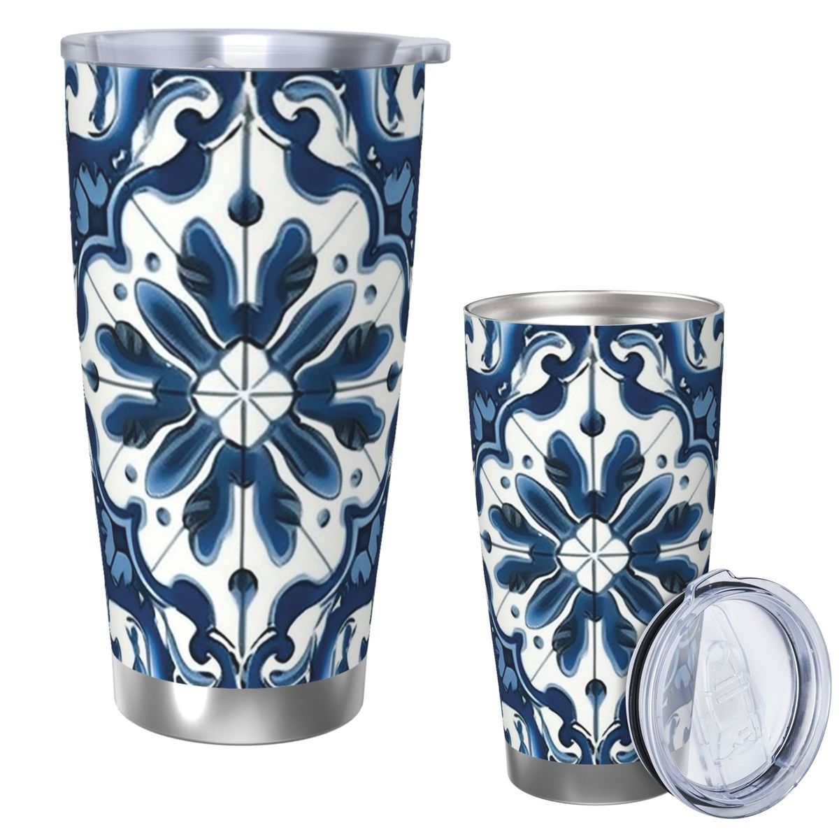 Blue And White Majolica Patter - Tumbler 20Oz White recension och pris