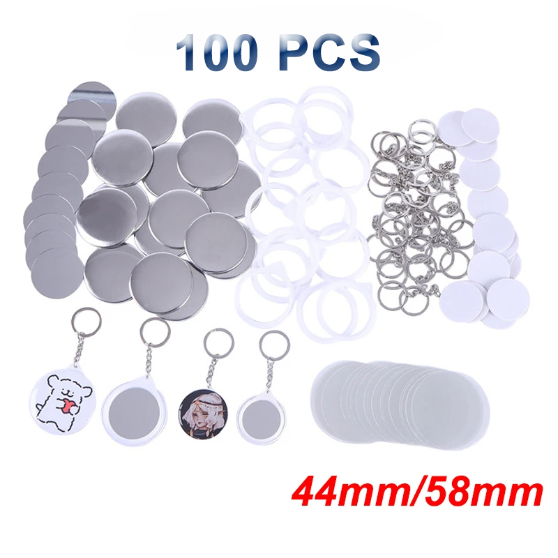 New 100PCS Key Ring Mirror Bla - Button Badge Blank recension och pris
