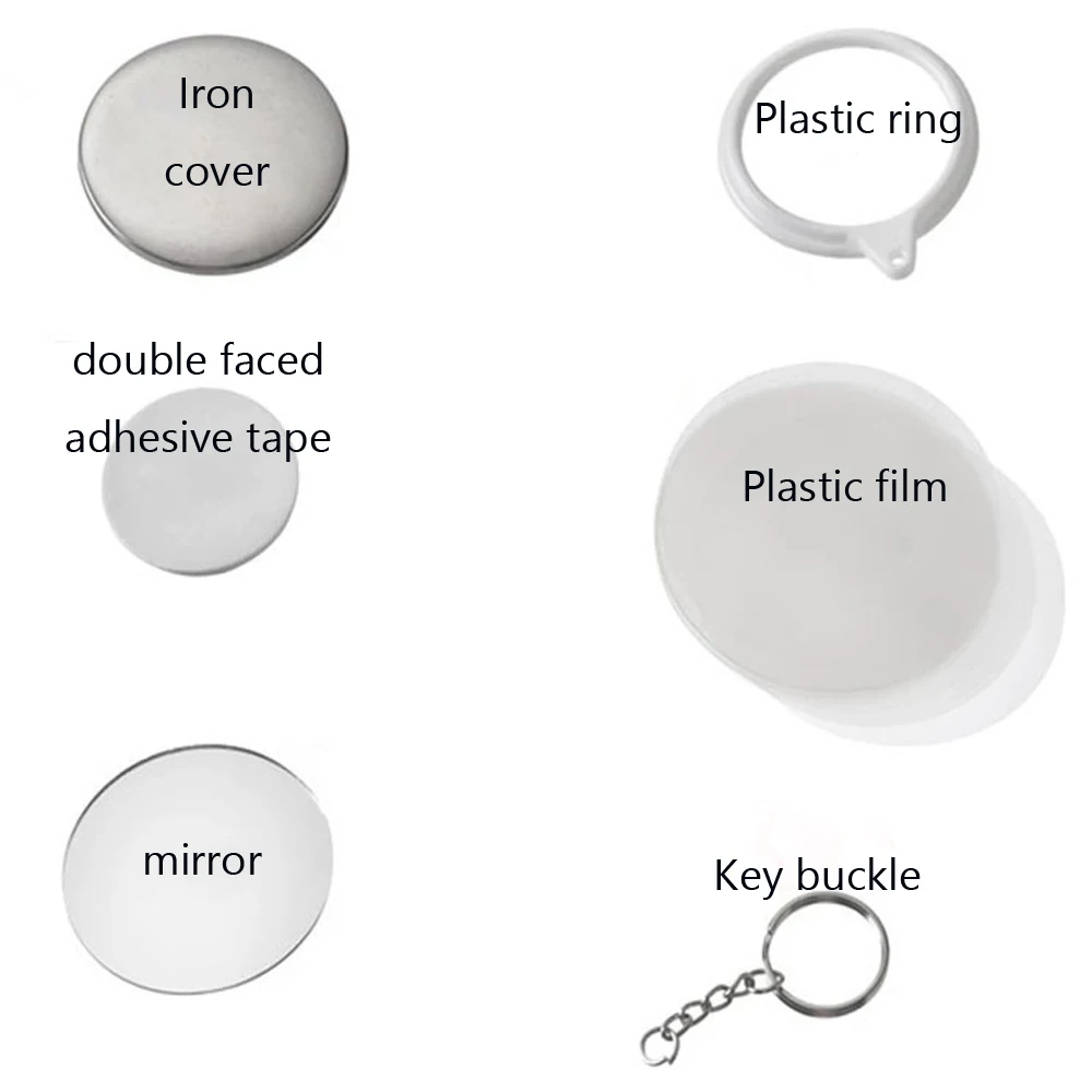 New 100PCS Key Ring Mirror Bla - Button Badge Blank recension och pris