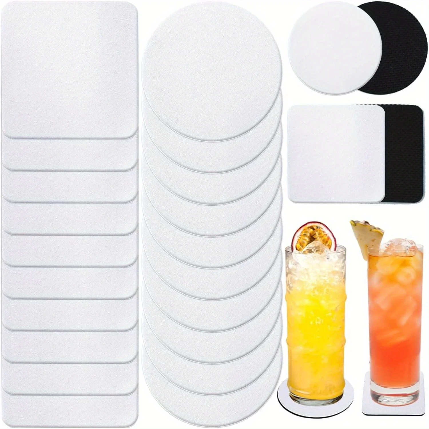 30/50 Pcs Square and Round Sub - Coaster Sublimation Blank recension och pris