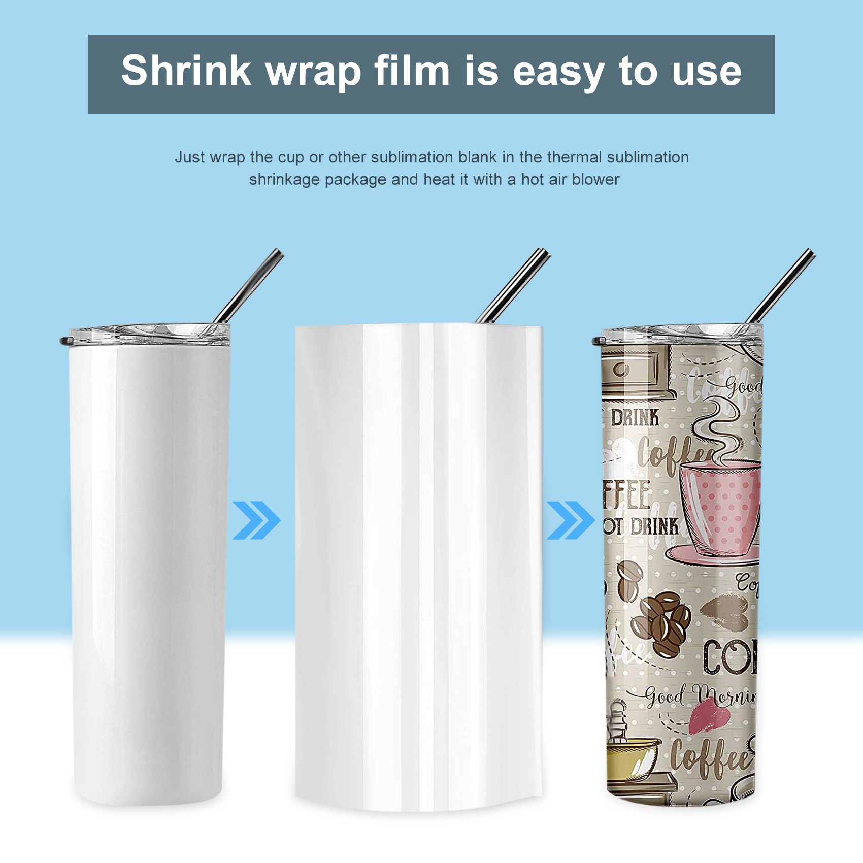 ABHI-30Pcs Sublimation Shrink  - Sublimation Mug White recension och pris